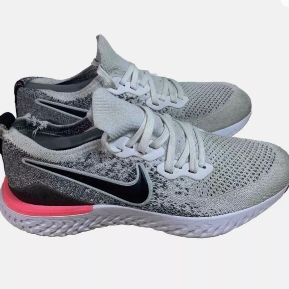 Nike Women's Epic React Flyknit 2 Sz 10 Women Black White Pink Running - Picture 1 of 8